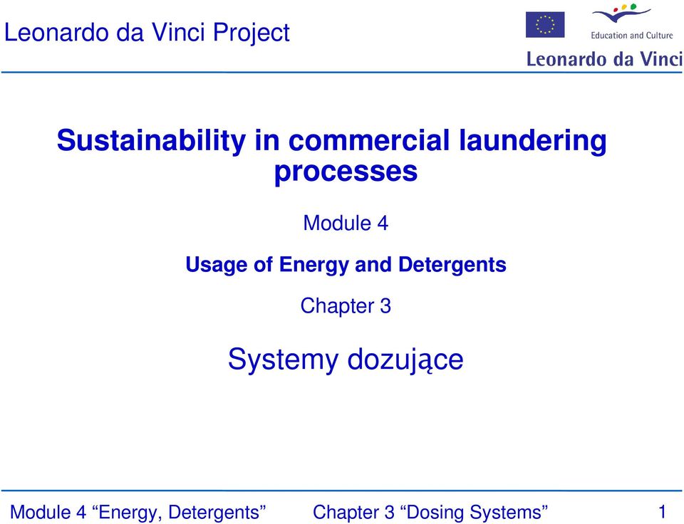 Energy and Detergents Chapter 3 Systemy dozujące
