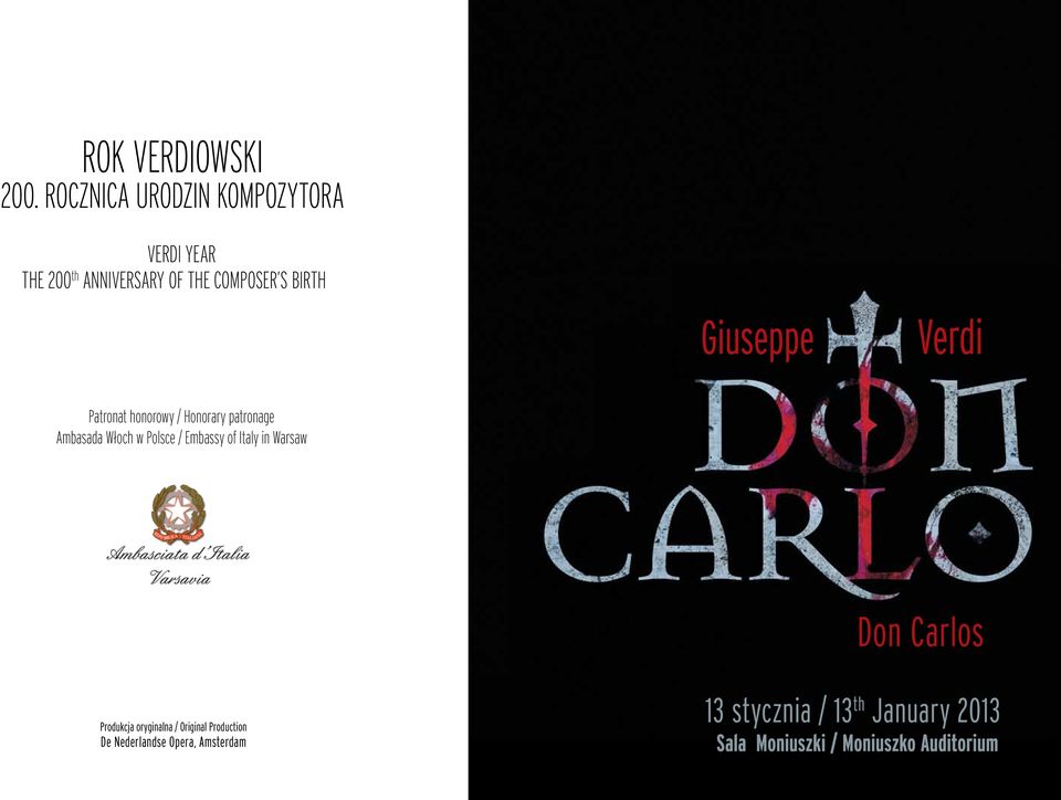 Italy in Warsaw Don Carlos Produkcja oryginalna / Original