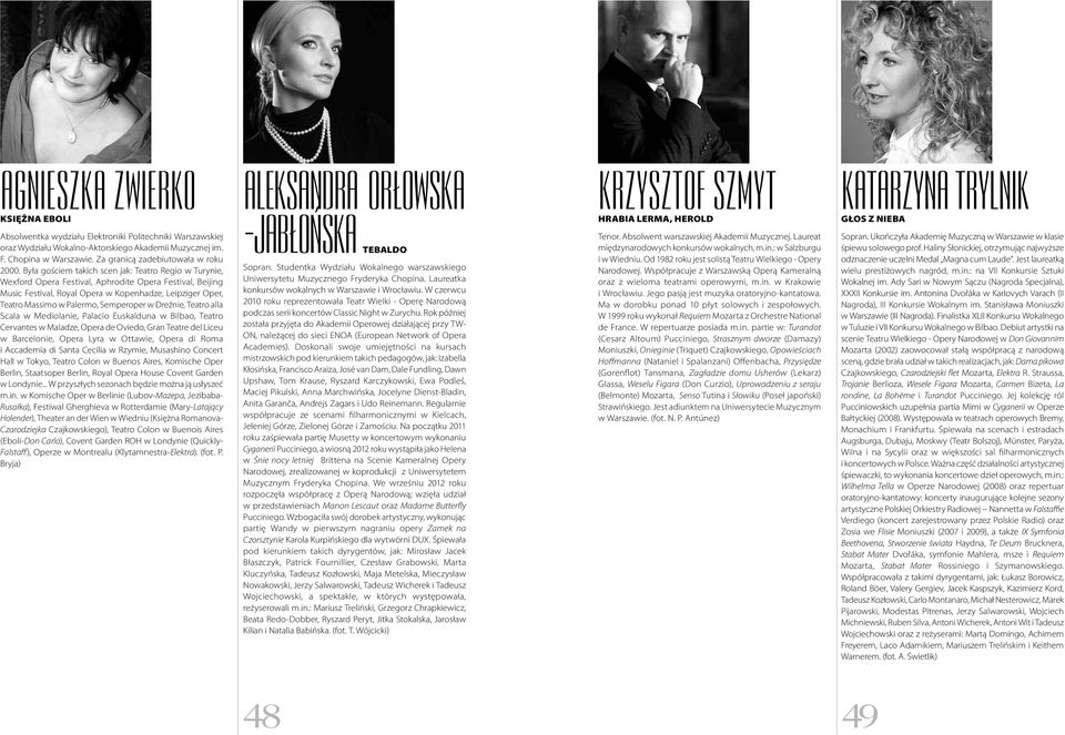 Była gościem takich scen jak: Teatro Regio w Turynie, Wexford Opera Festival, Aphrodite Opera Festival, Beijing Music Festival, Royal Opera w Kopenhadze, Leipziger Oper, Teatro Massimo w Palermo,
