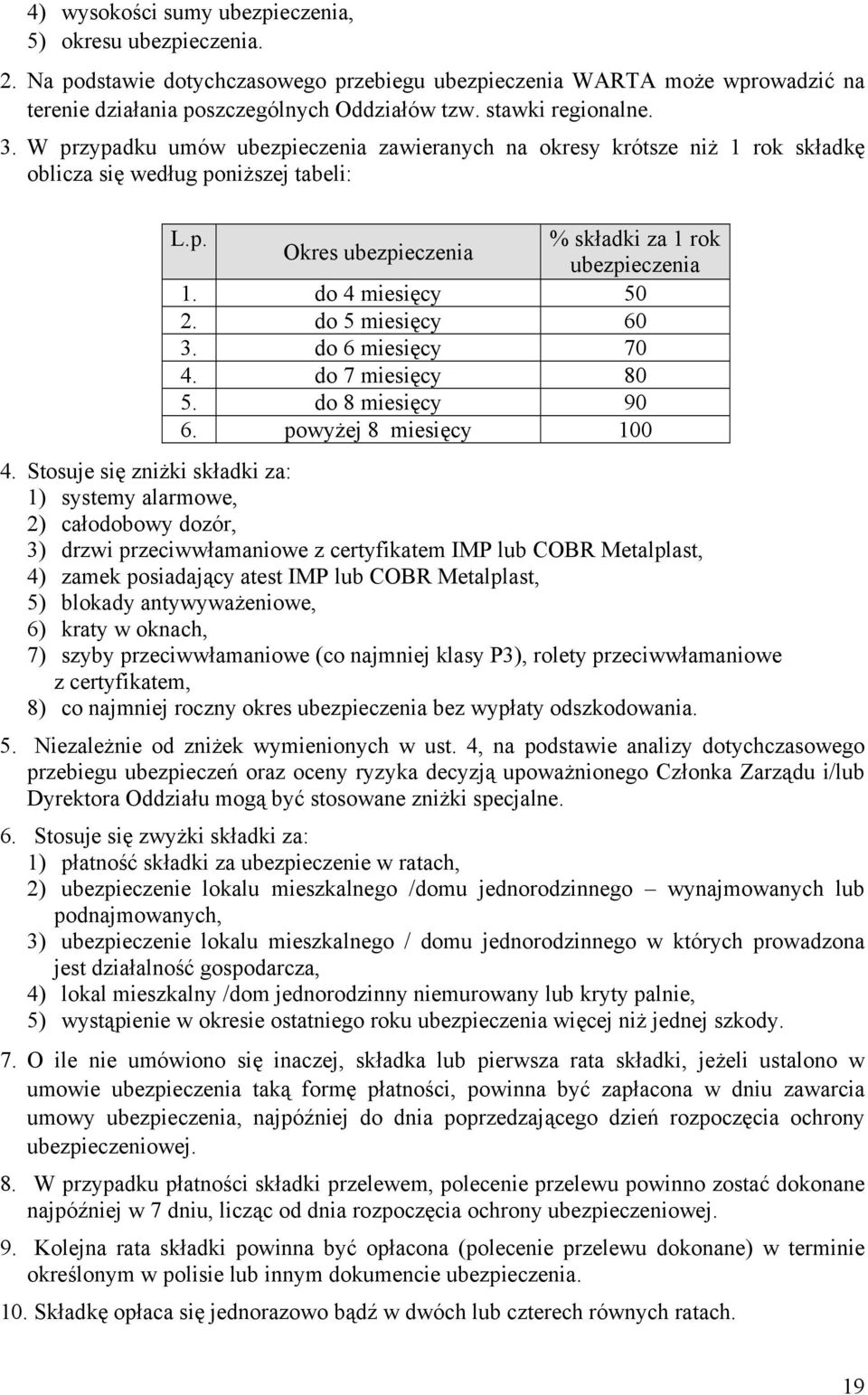 do 4 miesięcy 50 2. do 5 miesięcy 60 3. do 6 miesięcy 70 4. do 7 miesięcy 80 5. do 8 miesięcy 90 6. powyżej 8 miesięcy 100 4.