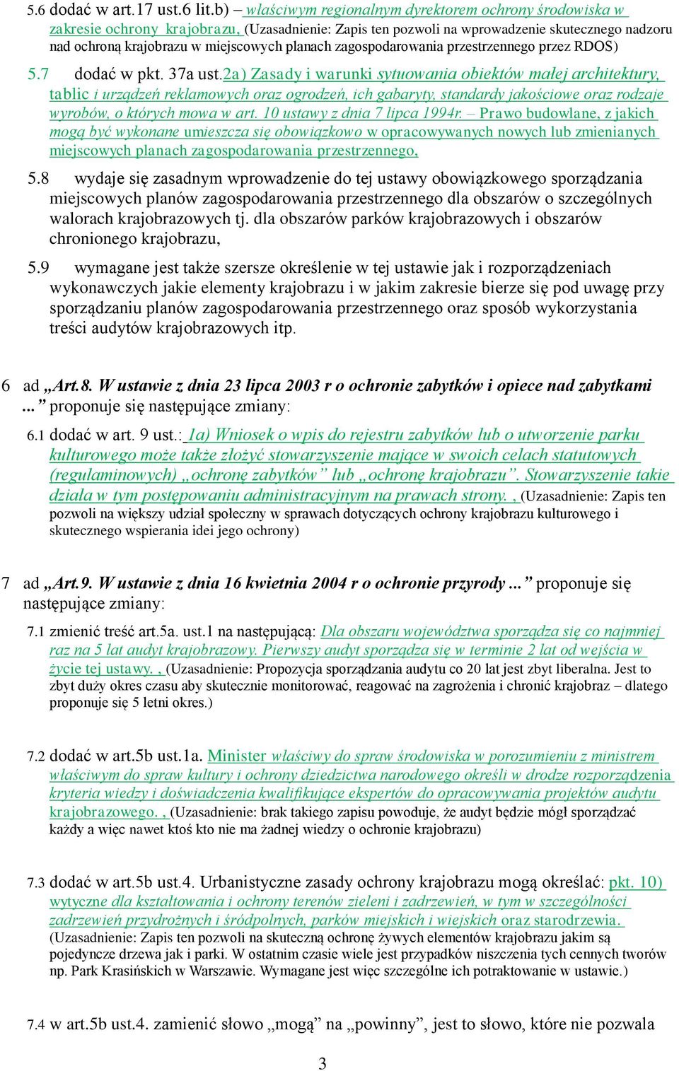 zagospodarowania przestrzennego przez RDOS) 5.7 dodać w pkt. 37a ust.