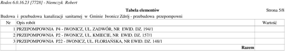 194/1 2 PRZEPOMPOWNIA P2 - IWONICZ, UL. KMIECIE, NR EWID.