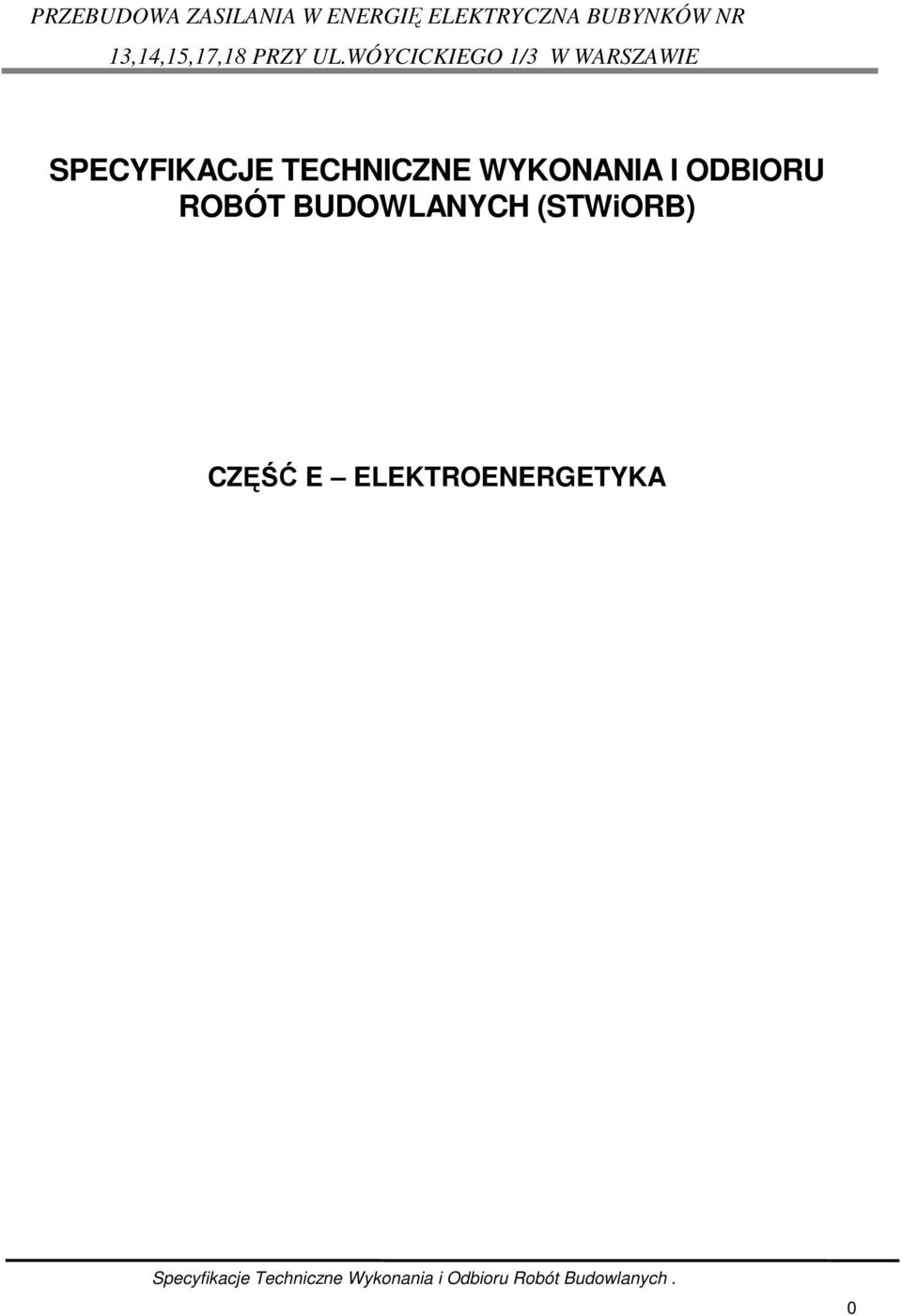 CZĘŚĆ E ELEKTROENERGETYKA Specyfikacje
