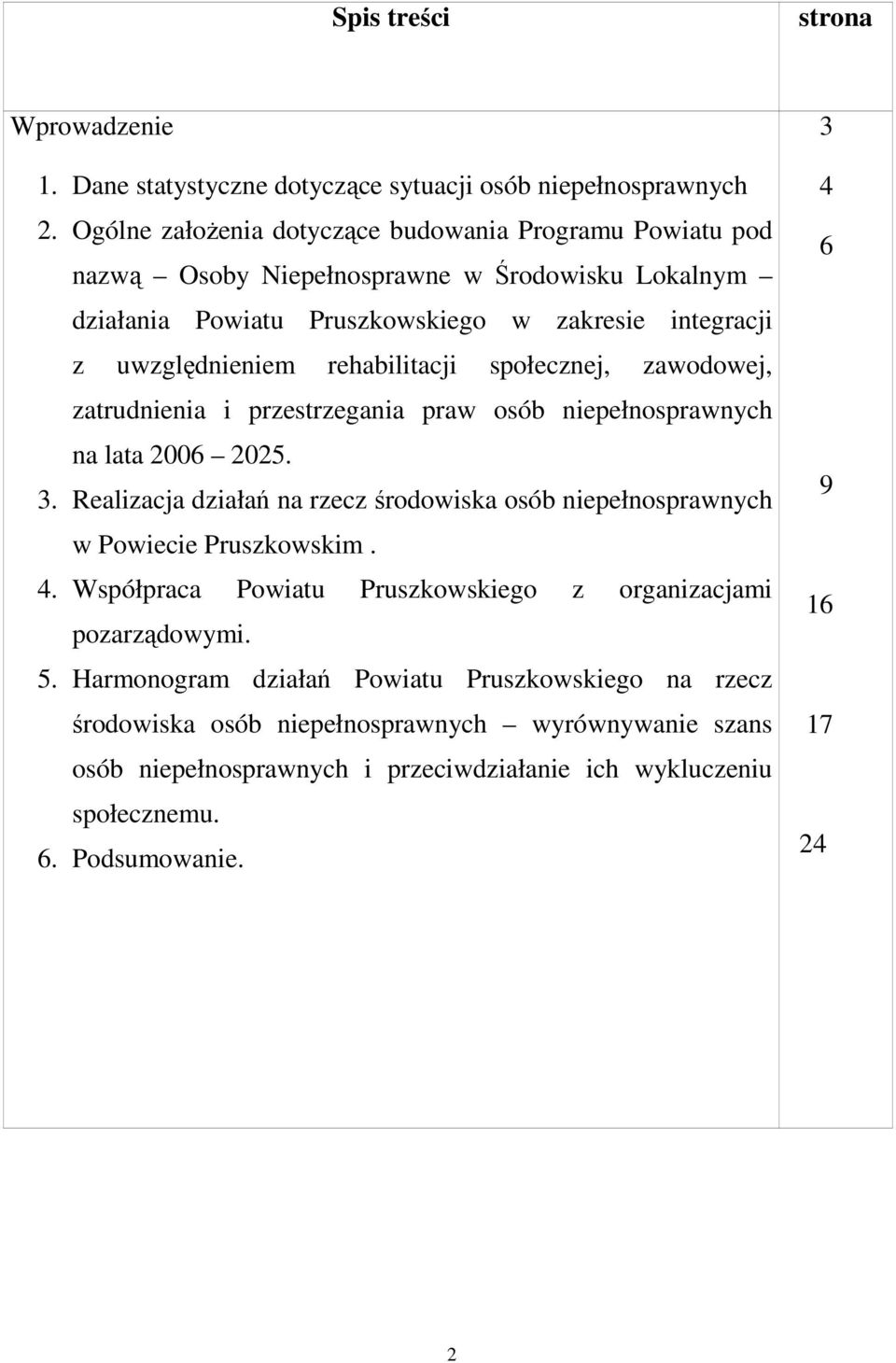 rehabilitacji społecznej, zawodowej, zatrudnienia i przestrzegania praw osób niepełnosprawnych na lata 2006 2025. 3.