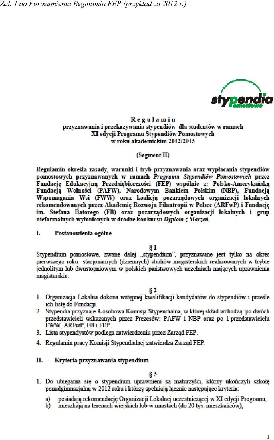 Regulamin FEP