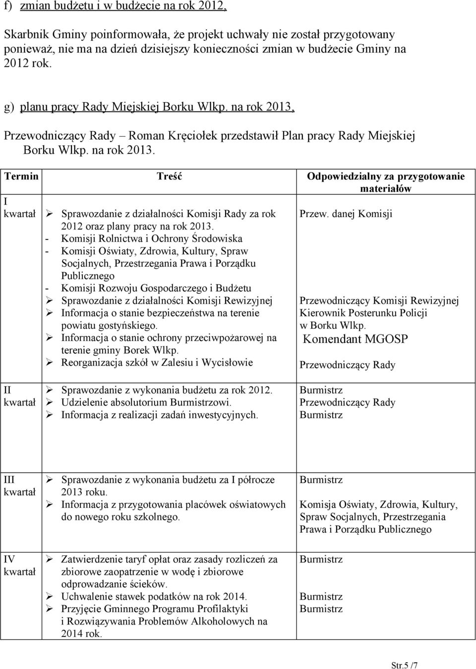 - Rolnictwa i Ochrony Środowiska - Oświaty, Zdrowia, Kultury, Spraw Socjalnych, Przestrzegania Prawa i Porządku Publicznego - Rozwoju Gospodarczego i Budżetu Sprawozdanie z działalności Rewizyjnej