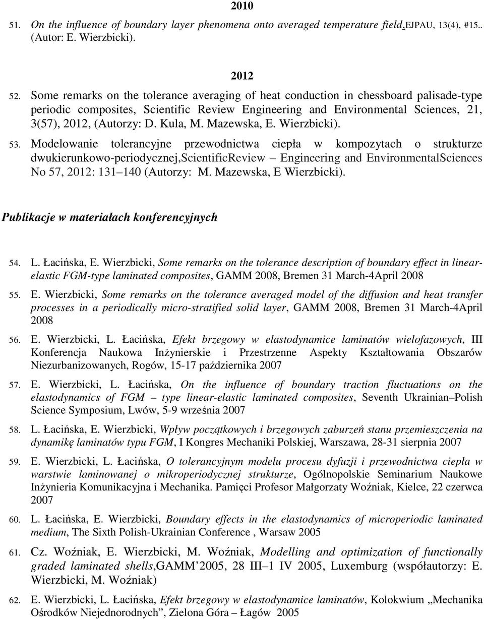Kula, M. Mazewska, E. Wierzbicki). 53.