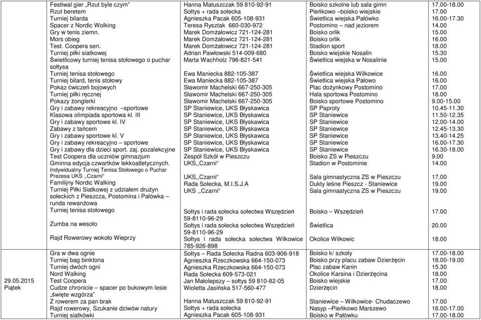 sportowe Klasowa olimpiada sportowa kl. III Gry i zabawy sportowe kl. IV Zabawy z tańcem Gry i zabawy sportowe kl. V Gry i zabawy rekreacyjno sportowe Gry i zabawy dla dzieci sport. zaj.