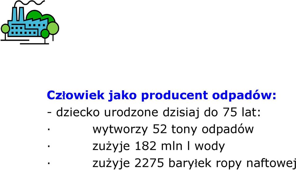 wytworzy 52 tony odpadów zużyje 182