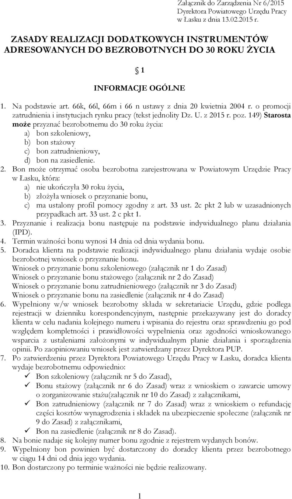 o promocji zatrudnienia i instytucjach rynku pracy (tekst jednolity Dz. U. z 2015 r. poz.