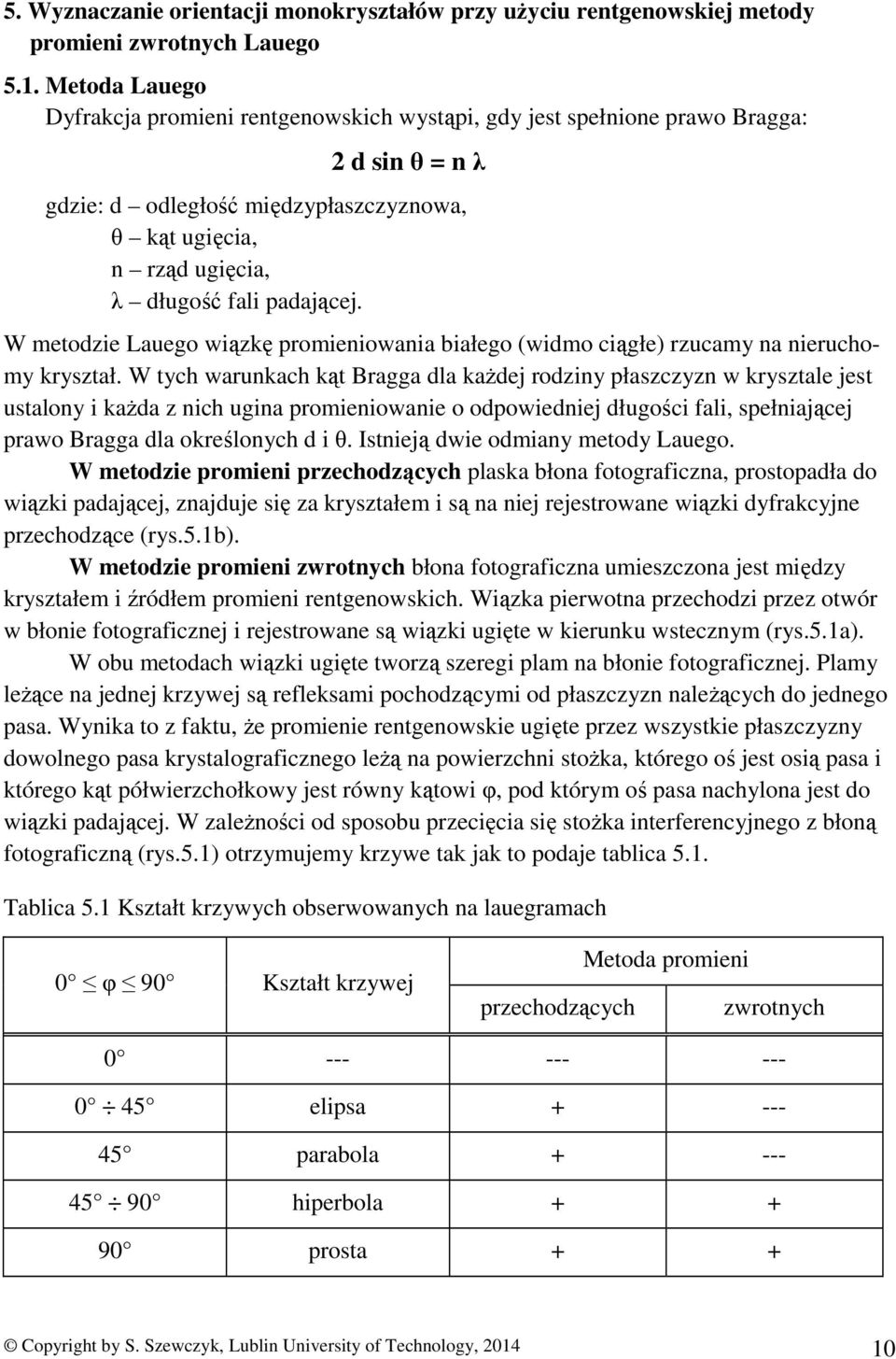 padającej. W metodzie Lauego wiązkę promieniowania białego (widmo ciągłe) rzucamy na nieruchomy kryształ.
