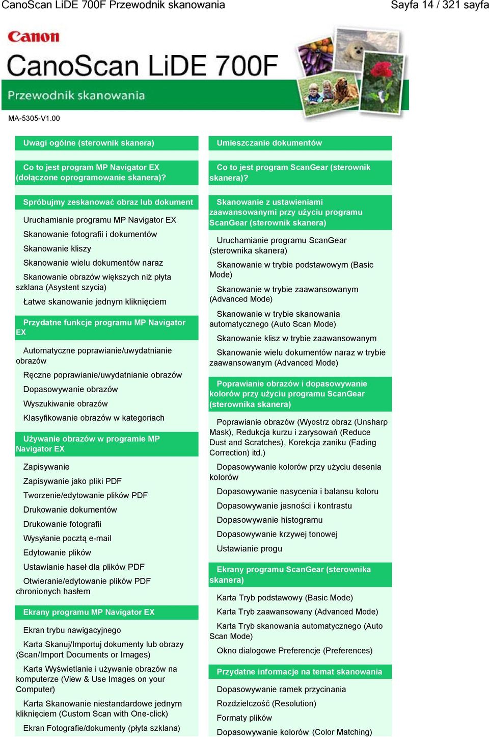 Spróbujmy zeskanować obraz lub dokument Uruchamianie programu MP Navigator EX Skanowanie fotografii i dokumentów Skanowanie kliszy Skanowanie wielu dokumentów naraz Skanowanie obrazów większych niż