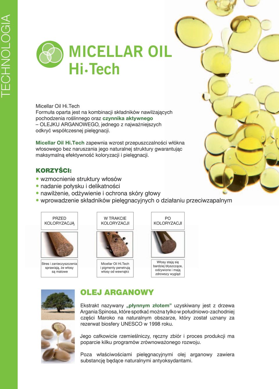 Micellar Oil Hi.Tech zapewnia wzrost przepuszczalności włókna włosowego bez naruszania jego naturalnej struktury gwarantując maksymalną efektywność koloryzacji i pielęgnacji.