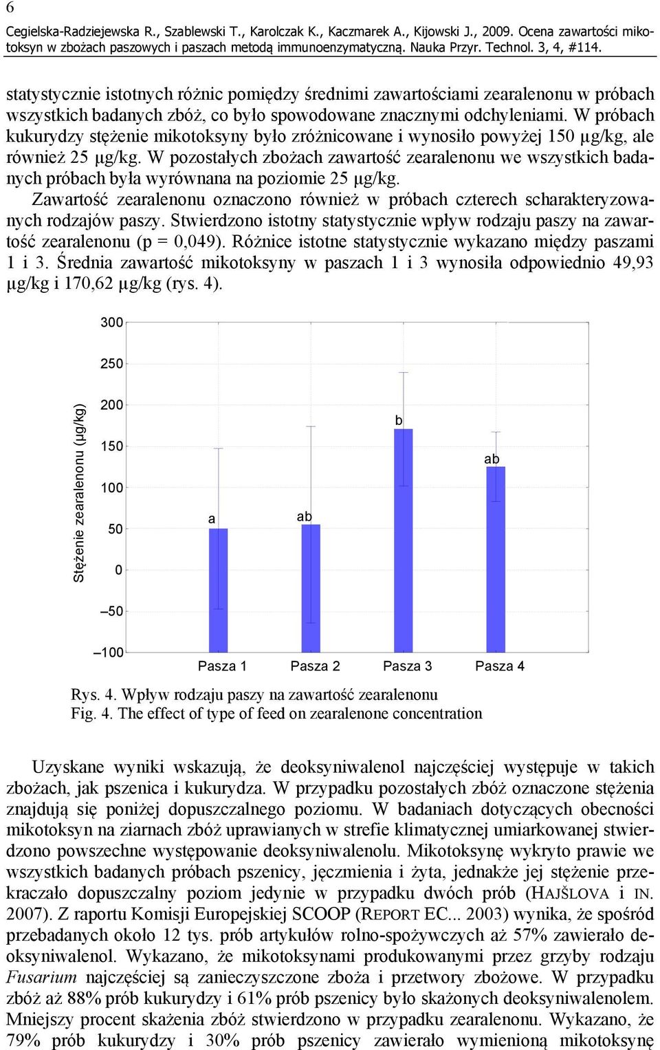 W próbach kukurydzy stężenie mikotoksyny było zróżnicowane i wynosiło powyżej 150 µg/kg, ale również 25 µg/kg.