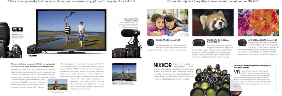 Naciśnij ten przycisk, aby rozpocząć nagrywanie filmu NIKKOR AF-S DX 35 mm f/1,8g Kompaktowe obiektywy o stałej ogniskowej takie jak ten zapewniają piękne rozmyte tło na portretach i ostre zdjęcia z