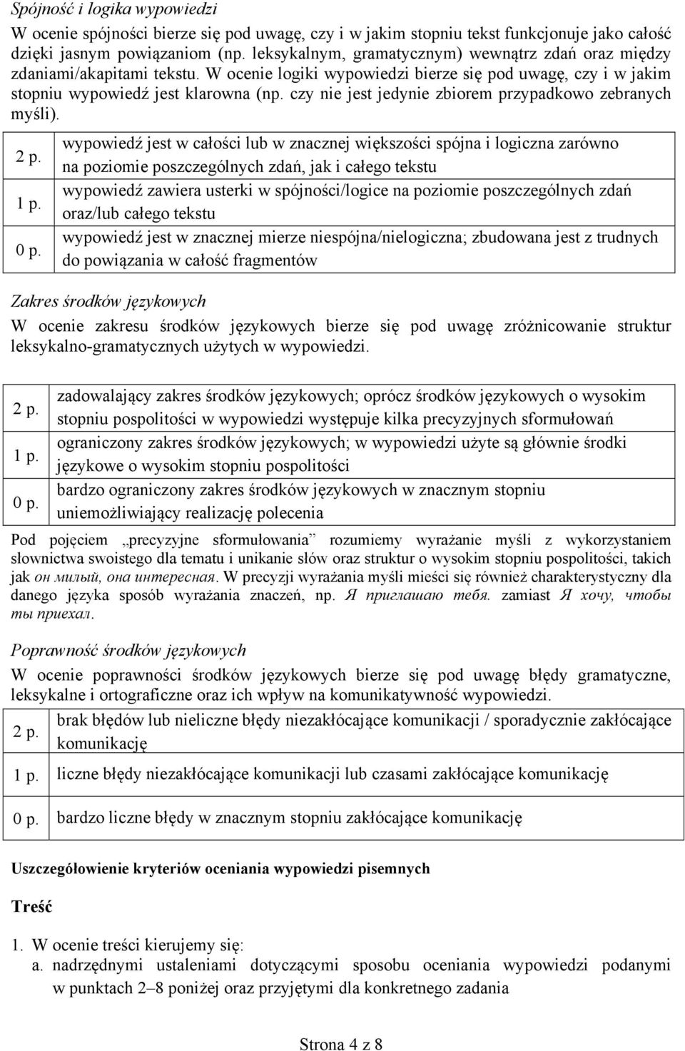 czy nie jest jedynie zbiorem przypadkowo zebranych myśli). 2 p. 1 p. 0 p.