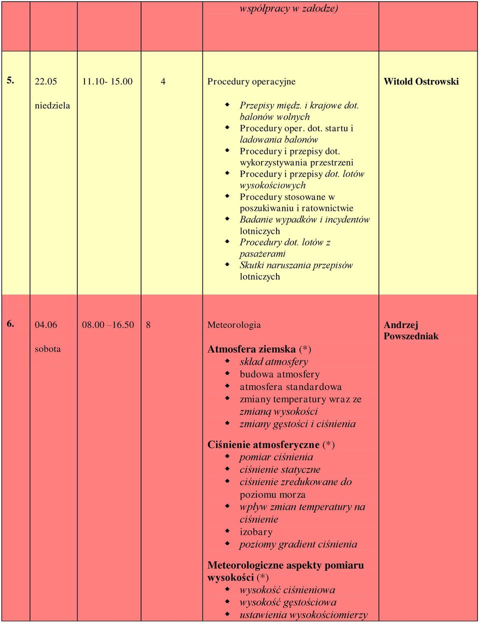 lotów z pasażerami Skutki naruszania przepisów lotniczych Witold Ostrowski 6. 04.06 08.00 16.