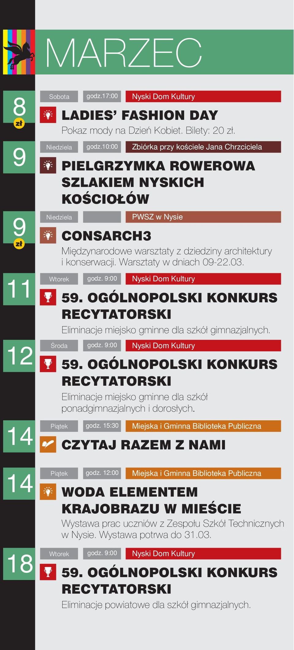 15:30 Pokaz mody na Dzień Kobiet. Bilety: 20 zł. godz.