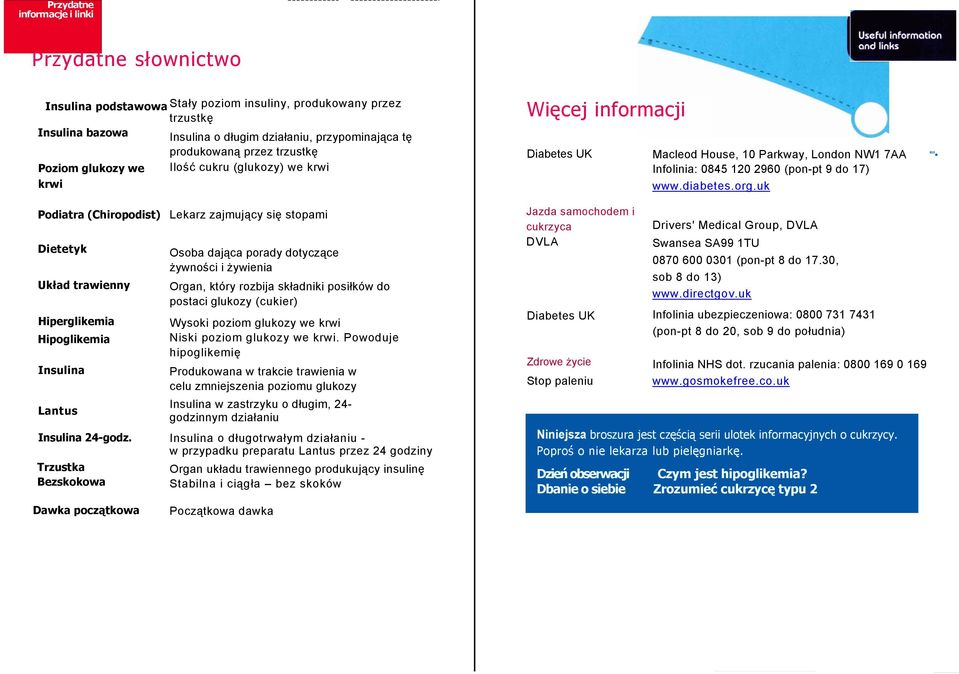 uk "' Podiatra (Chiropodist) Dietetyk Układ trawienny Hiperglikemia Hipoglikemia Insulina Lantus Insulina 24-godz.