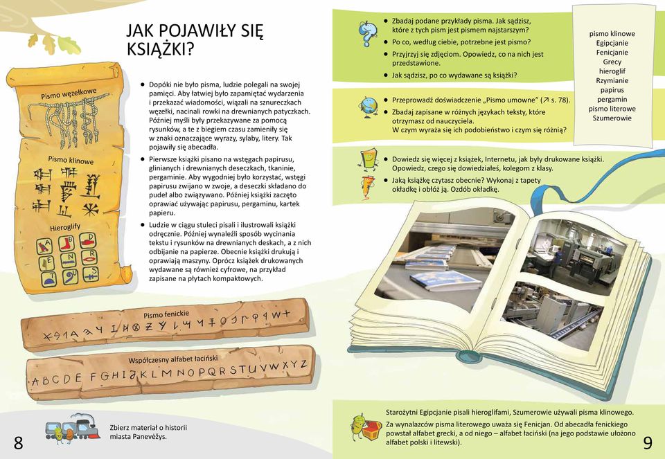 Później myśli były przekazywane za pomocą rysunków, a te z biegiem czasu zamieniły się w znaki oznaczające wyrazy, sylaby, litery. Tak pojawiły się abecadła.
