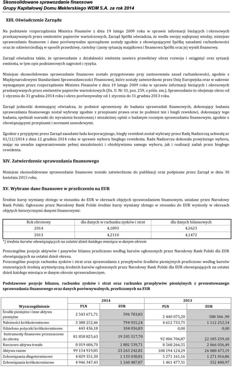 odzwierciedlają w sposób prawdziwy, rzetelny i jasny sytuację majątkowa i finansowa Spółki oraz jej wynik finansowy.