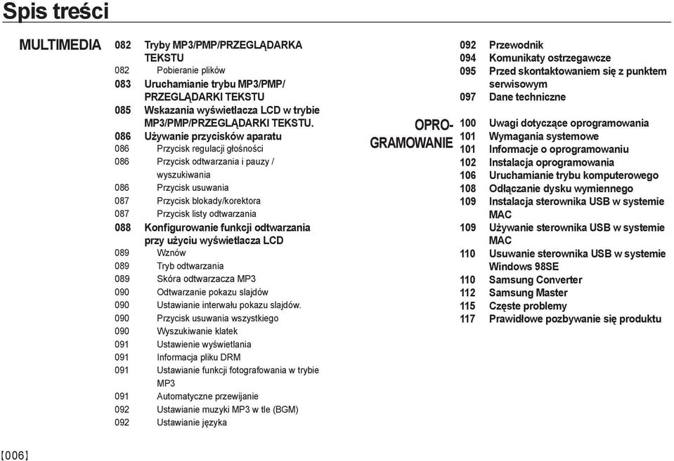 086 Używanie przycisków aparatu 086 Przycisk regulacji głośności 086 Przycisk odtwarzania i pauzy / wyszukiwania 086 Przycisk usuwania 087 Przycisk blokady/korektora 087 Przycisk listy odtwarzania