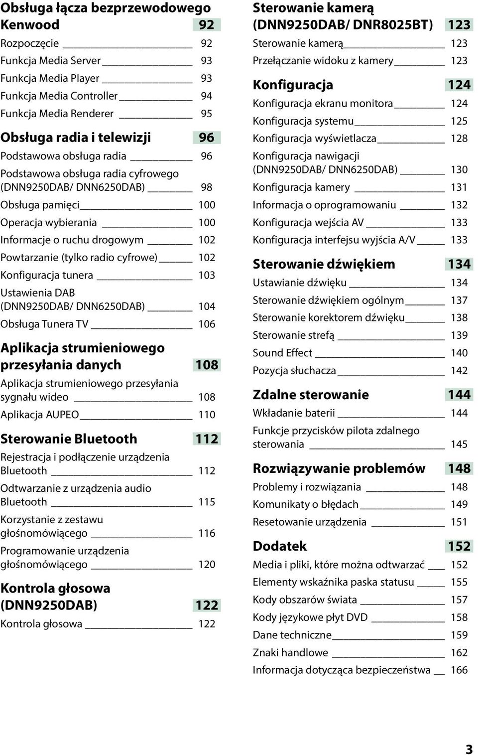 Konfiguracja tunera 103 Ustawienia DAB (DNN9250DAB/ DNN6250DAB) 104 Obsługa Tunera TV 106 Aplikacja strumieniowego przesyłania danych 108 Aplikacja strumieniowego przesyłania sygnału wideo 108