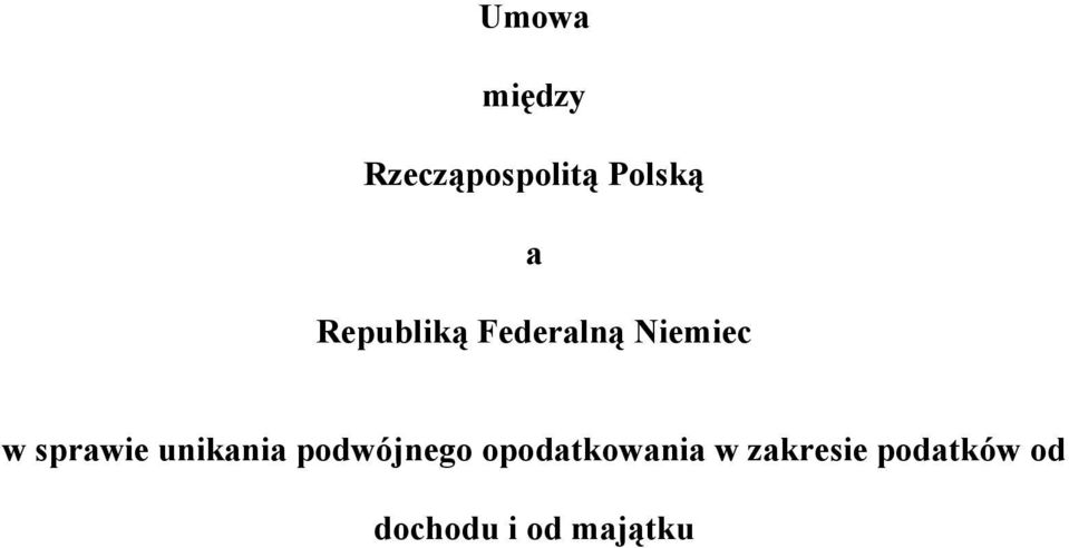 unikania podwójnego opodatkowania w