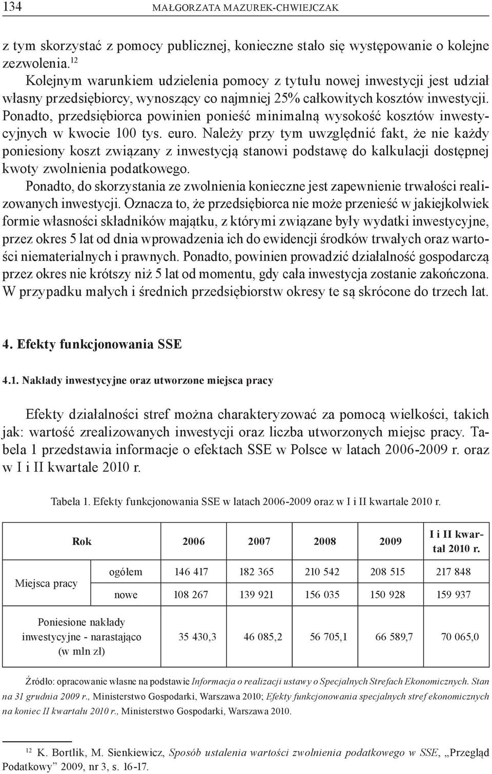 Ponadto, przedsi biorca powinien ponie minimaln wysoko kosztów inwestycyjnych w kwocie 100 tys. euro.