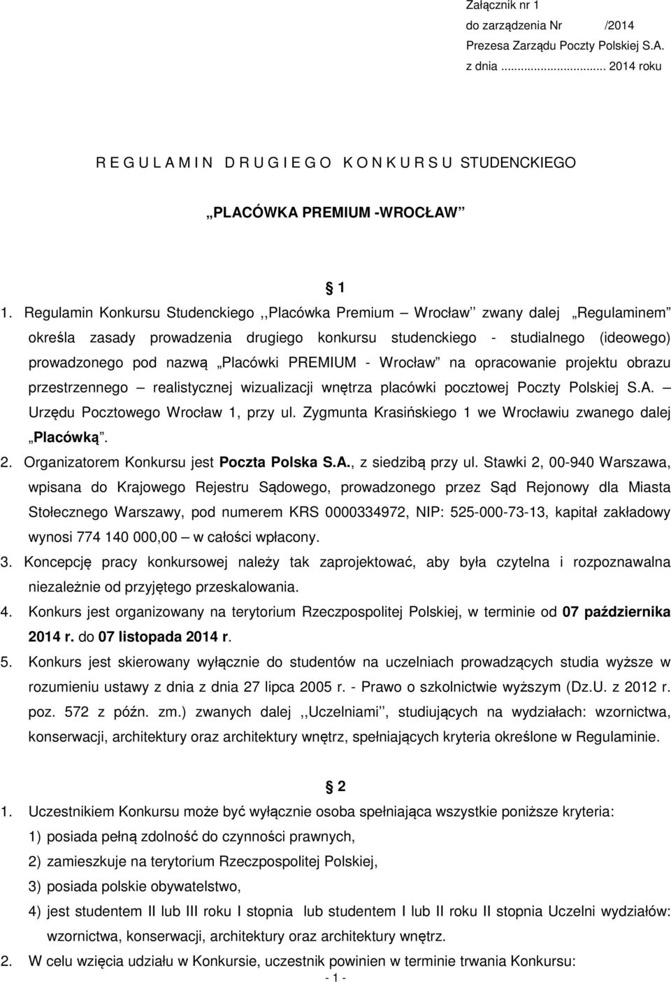 PREMIUM - Wrocław na opracowanie projektu obrazu przestrzennego realistycznej wizualizacji wnętrza placówki pocztowej Poczty Polskiej S.A. Urzędu Pocztowego Wrocław 1, przy ul.