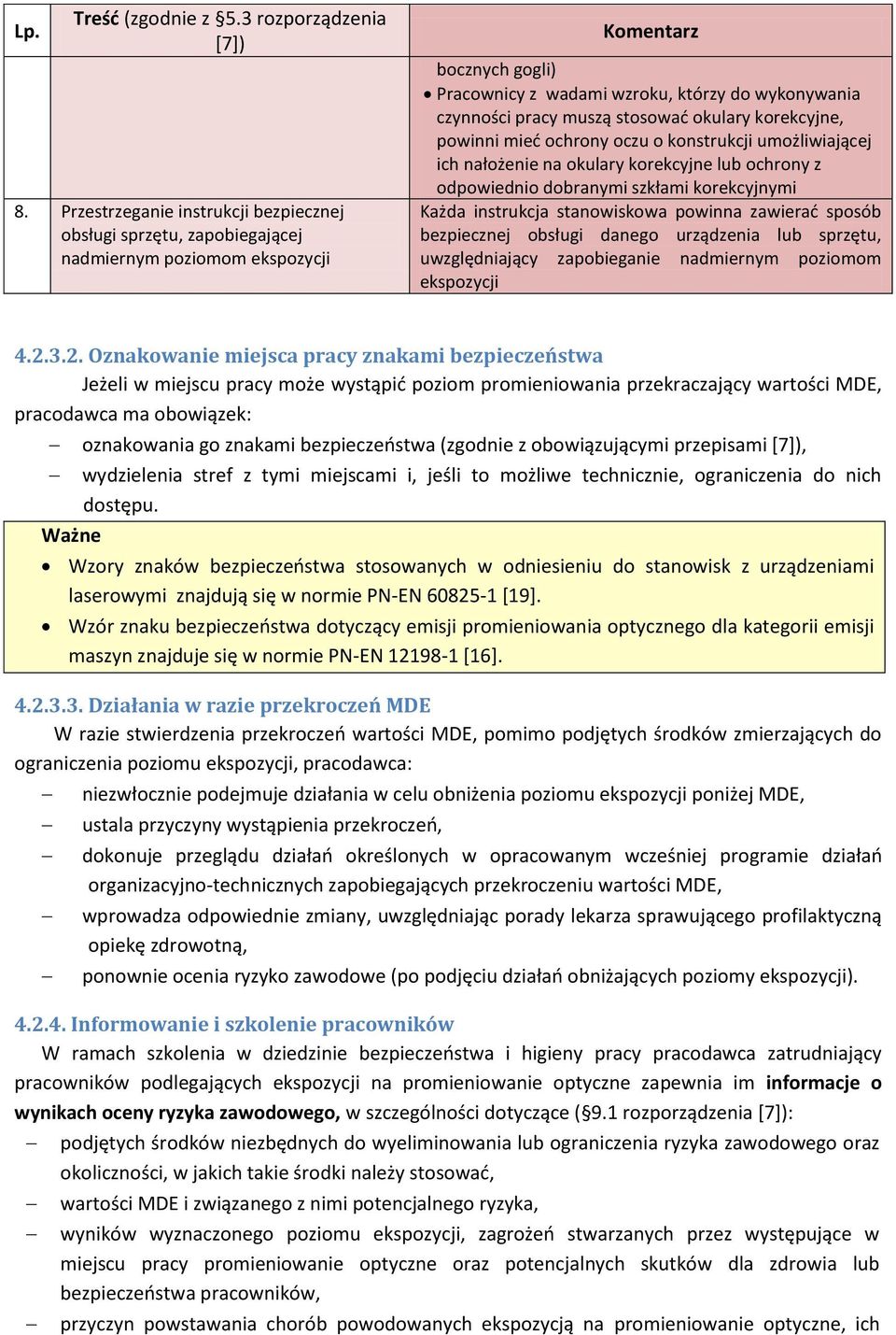 stosować okulary korekcyjne, powinni mieć ochrony oczu o konstrukcji umożliwiającej ich nałożenie na okulary korekcyjne lub ochrony z odpowiednio dobranymi szkłami korekcyjnymi Każda instrukcja