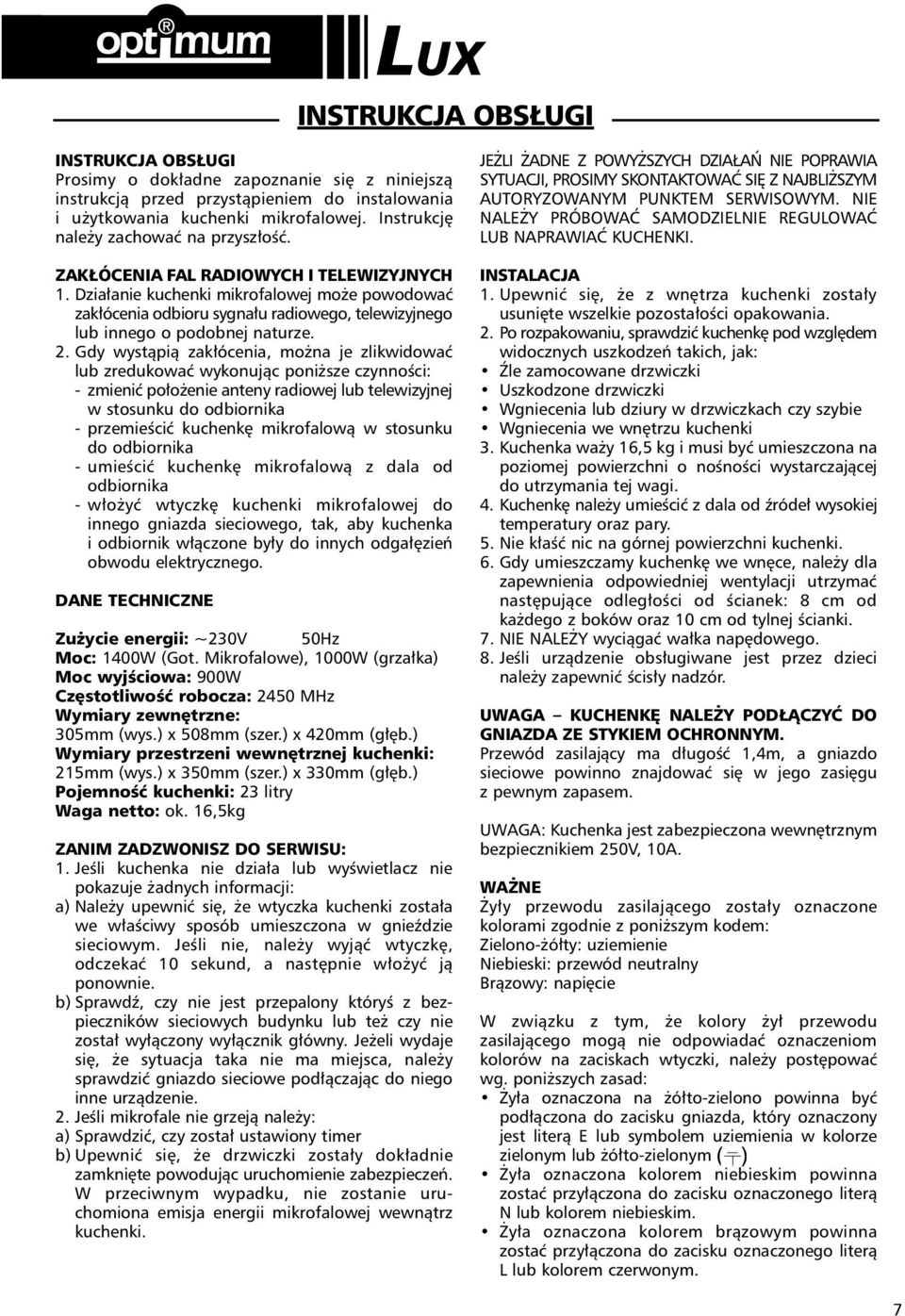 Działanie kuchenki mikrofalowej może powodować zakłócenia odbioru sygnału radiowego, telewizyjnego lub innego o podobnej naturze. 2.