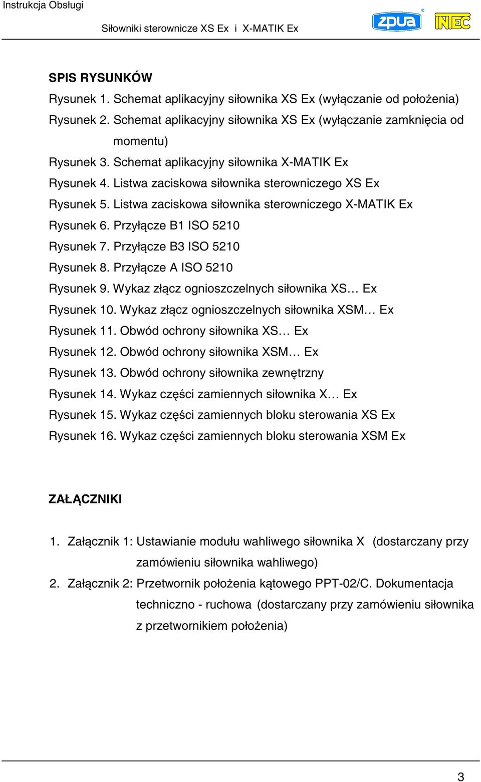Przyłcze B1 ISO 5210 Rysunek 7. Przyłcze B3 ISO 5210 Rysunek 8. Przyłcze A ISO 5210 Rysunek 9. Wykaz złcz ognioszczelnych siłownika XS Ex Rysunek 10.