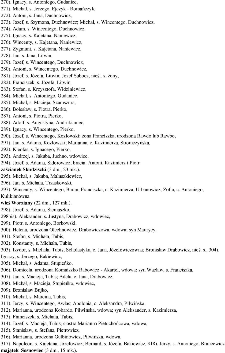 Wincentego, Duchnowicz, 280). Antoni, s. Wincentego, Duchnowicz, 281). Józef, s. Józefa, Litwin; Józef Subocz, nieśl. s. żony, 282). Franciszek, s. Józefa, Litwin, 283). Stefan, s.