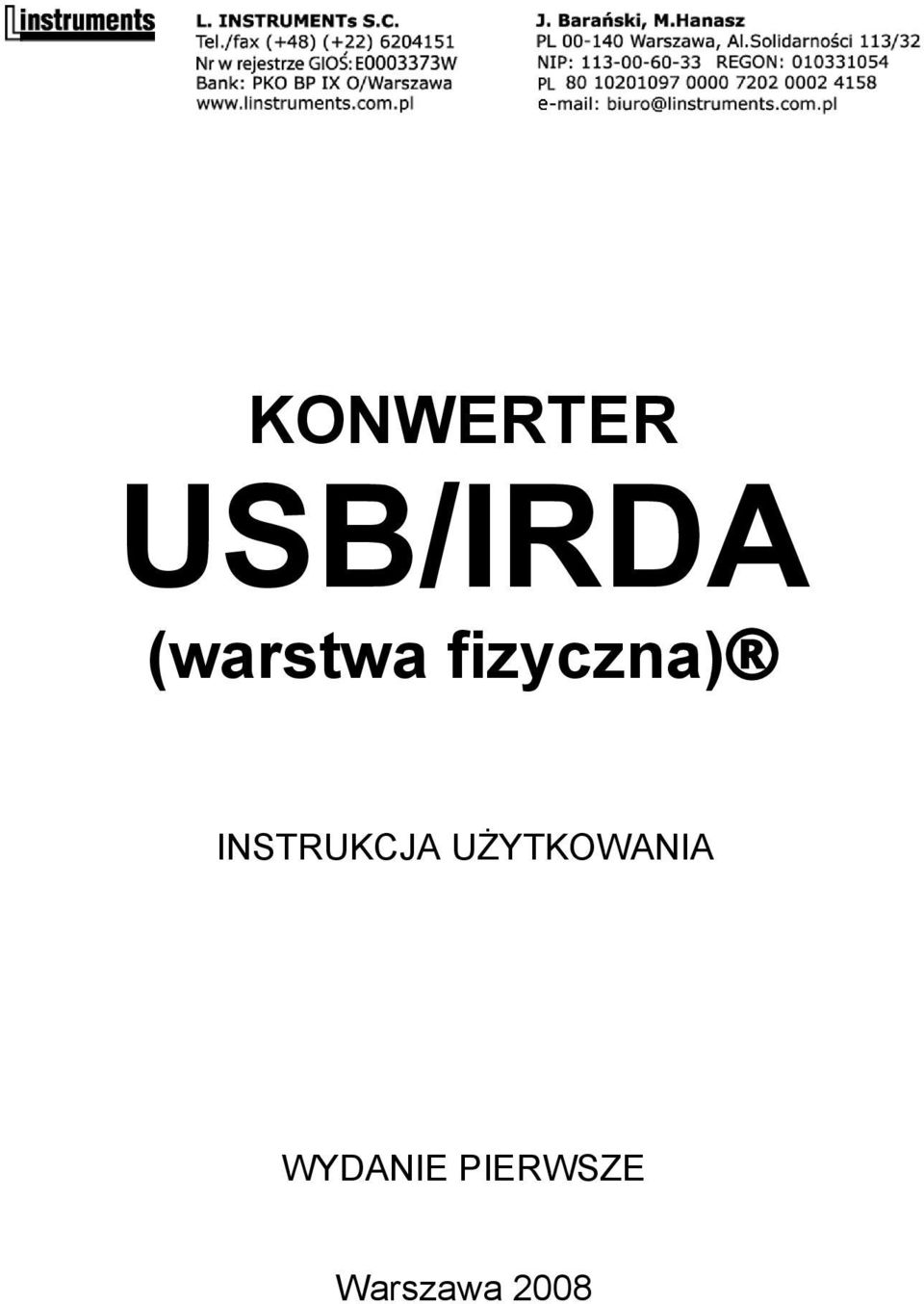 INSTRUKCJA UŻYTKOWANIA