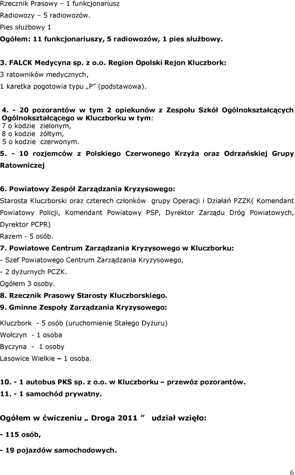 o kodzie czerwonym. 5. - 10 rozjemców z Polskiego Czerwonego Krzyża oraz Odrzańskiej Grupy Ratowniczej 6.