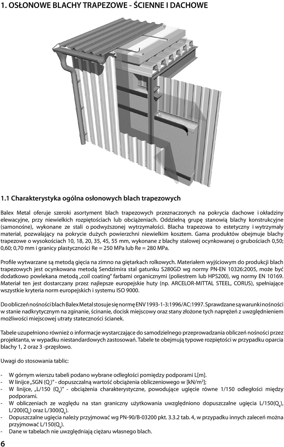 rozpiętościach lub obciążeniach. Oddzielną grupę stanowią blachy konstrukcyjne (samonośne), wykonane ze stali o podwyższonej wytrzymałości.