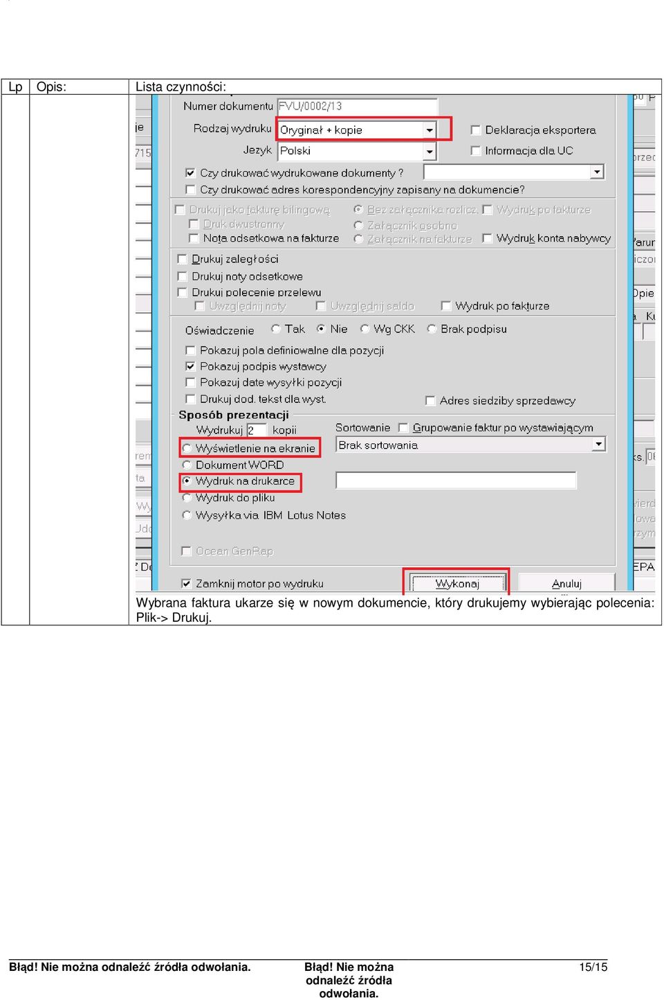 drukujemy wybierając