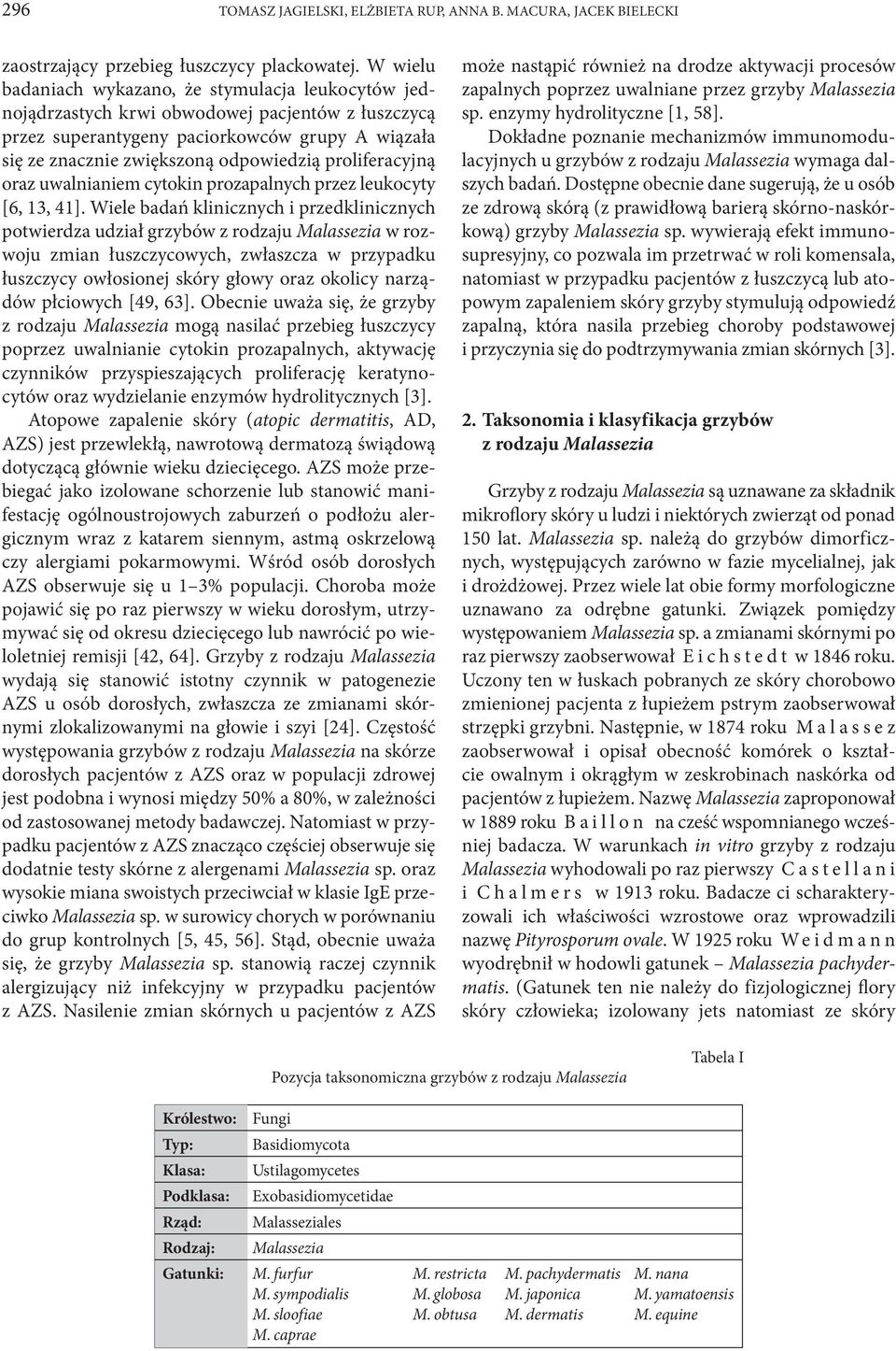 proliferacyjną oraz uwalnianiem cytokin prozapalnych przez leukocyty [6, 13, 41].