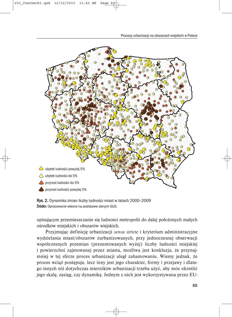 Dynamika zmian liczby ludności miast w latach 2000 2009 Źródło: Opracowanie własne na podstawie danych GUS.