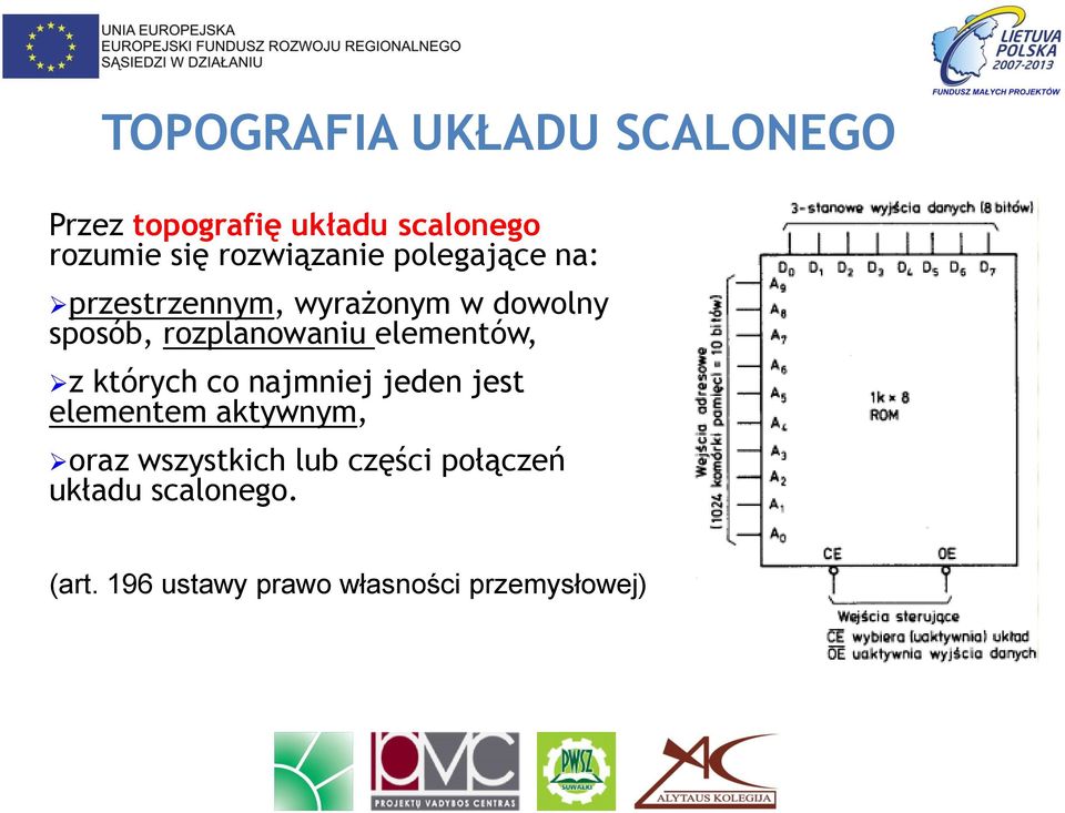 rozplanowaniu elementów, z których co najmniej jeden jest elementem aktywnym,