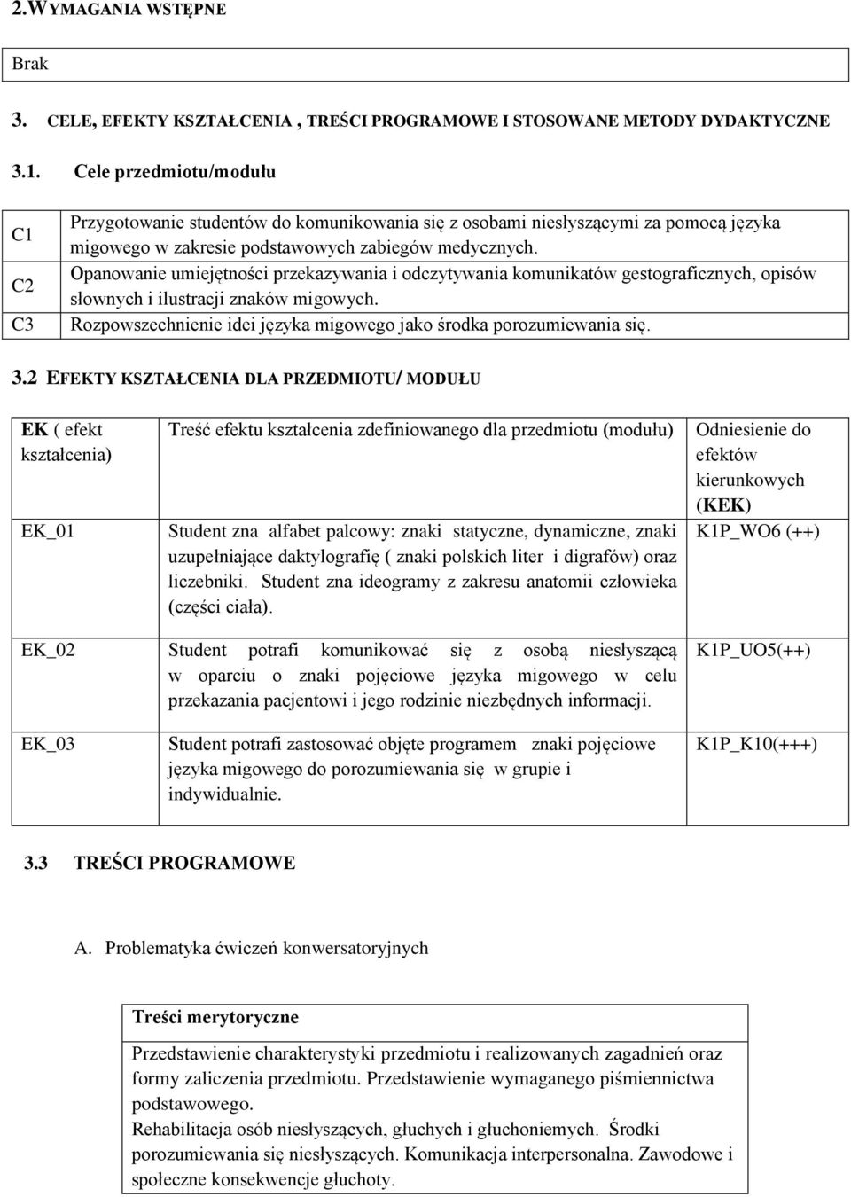 Opanowanie umiejętności przekazywania i odczytywania komunikatów gestograficznych, opisów słownych i ilustracji znaków migowych. Rozpowszechnienie idei języka migowego jako środka porozumiewania się.