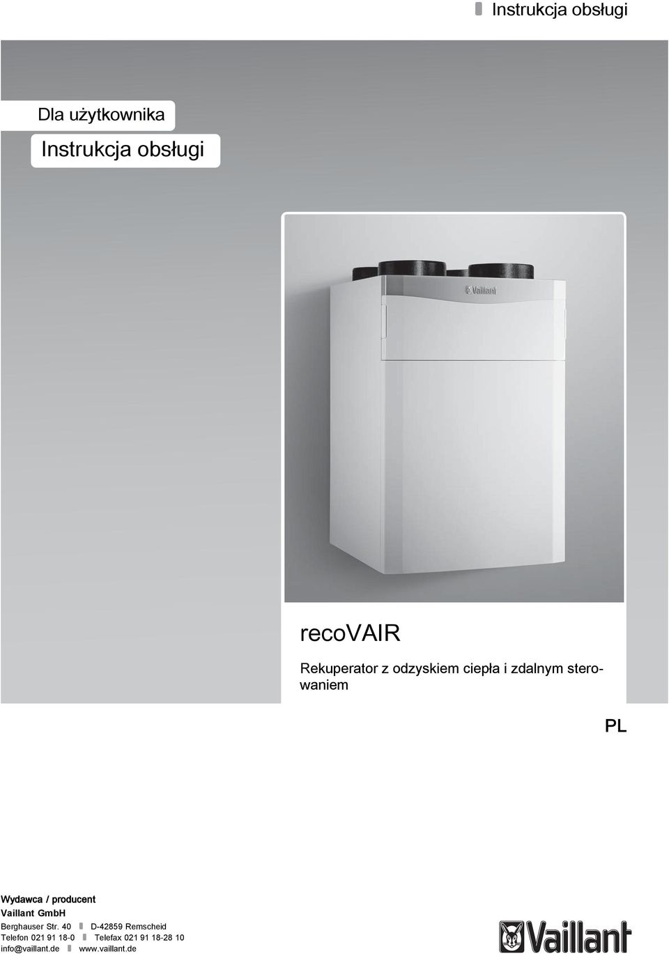 producent Vaillant GmbH Berghauser Str.