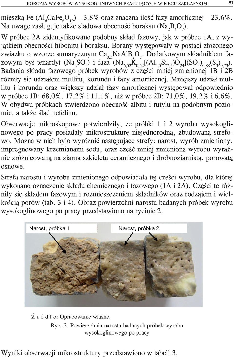 Borany występowały w postaci złożonego związku o wzorze sumarycznym Ca 0,5 NaAlB 2 O 7.