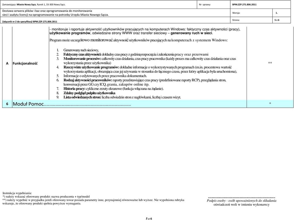 Faktyczny czas aktywności: dokładny czas pracy z godziną rozpoczęcia i zakończenia pracy oraz przerwami 3.