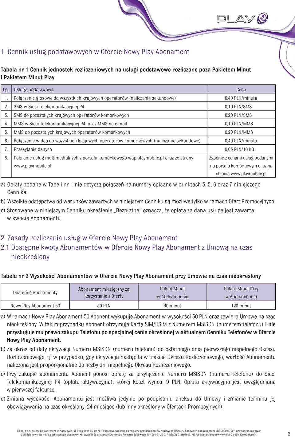 SMS do pozostałych krajowych operatorów komórkowych 0,20 PLN/SMS 4. MMS w Sieci Telekomunikacyjnej P4 oraz MMS na e-mail 0,10 PLN/MMS 5.