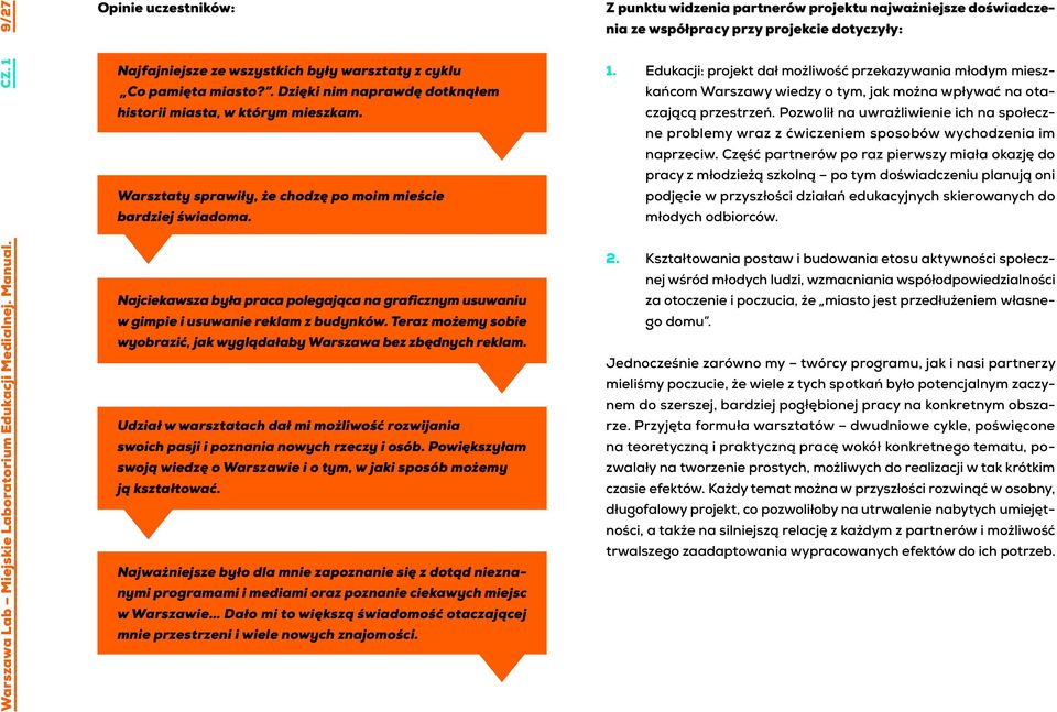 Najciekawsza była praca polegająca na graficznym usuwaniu w gimpie i usuwanie reklam z budynków. Teraz możemy sobie wyobrazić, jak wyglądałaby Warszawa bez zbędnych reklam.