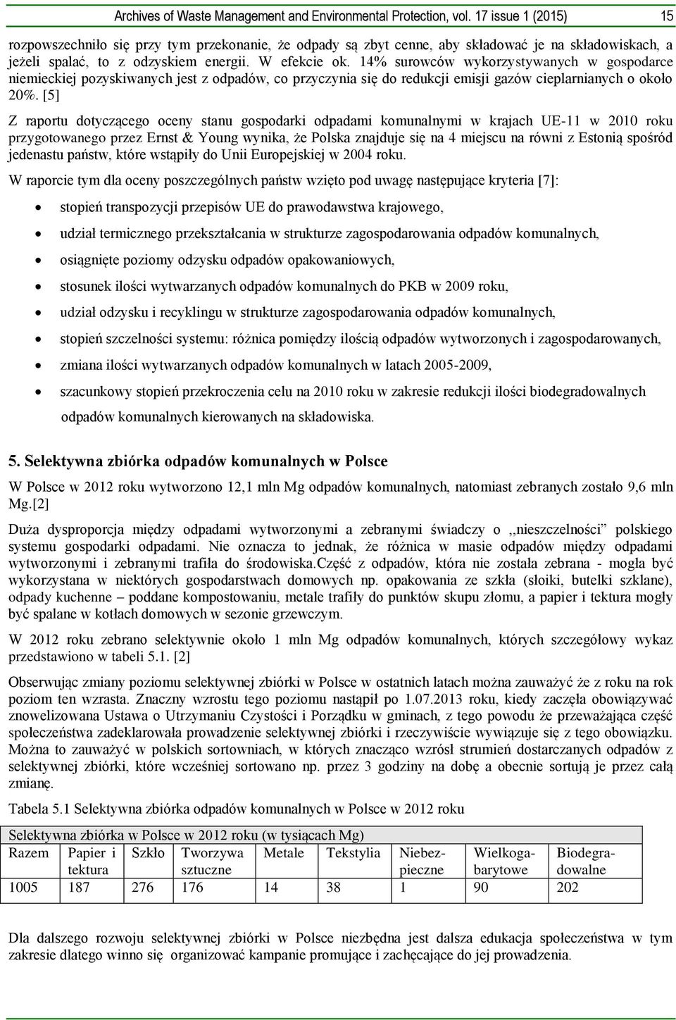 14% surowców wykorzystywanych w gospodarce niemieckiej pozyskiwanych jest z odpadów, co przyczynia się do redukcji emisji gazów cieplarnianych o około 20%.