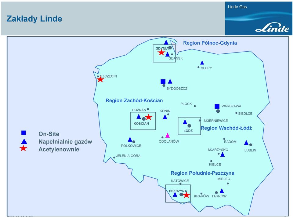 Acetylenownie KOSCIAN POLKOWICE ODOLANÓW ŁÓDZ SKIERNIEWICE Region Wschód-Łódź RADOM