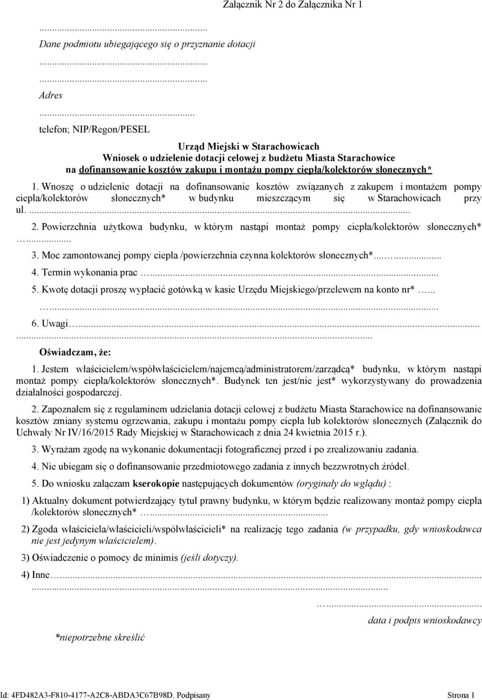 montażu pompy ciepła/kolektorów słonecznych* 1.